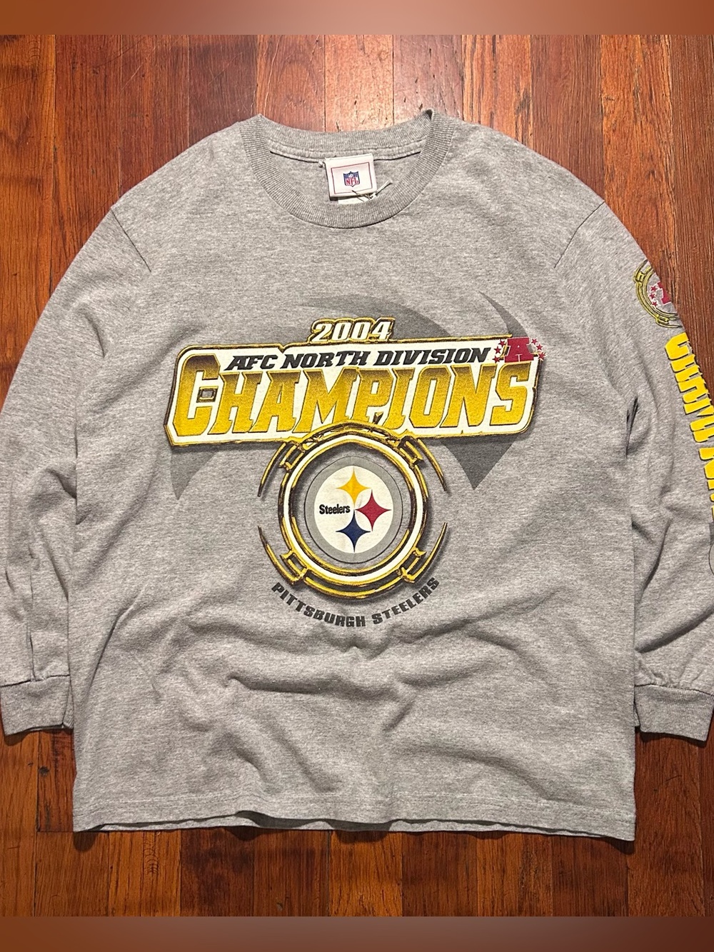 Vintage Y2K Pittsburgh Steelers ‘04 AFC North Champs Gray Longsleeve Shirt XS